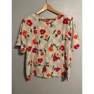 Vintage Kathie Lee Top Womens Size 26W Multicolor Floral Plaid Cottagecore 90s